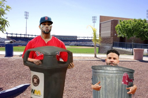 Astros and Red Sox swap trash cans to kick off Spring Training